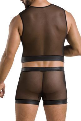 Комплект чоловічої білизни на шнурівці Passion Set William L/XL, чорний, жилет, боксери