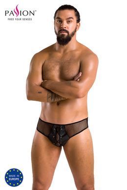 Чоловічі труси зі шнурівкою Passion Slip Richard S/M, чорні, екошкіра, сітка
