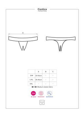 Кружевные танга с доступом Obsessive Contica crothchles thong L/XL, черные
