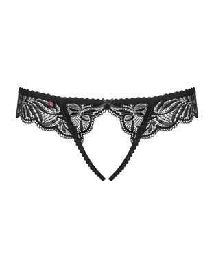 Кружевные танга с доступом Obsessive Contica crothchles thong L/XL, черные