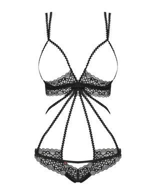 Боді Obsessive Liferia з відкритими грудьми, чорне, S/M