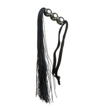 F61431 батіг з силікону ручка 3 кульки FLOGGER BLACK METAL