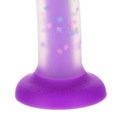 Фалоімітатор, що світиться в темряві, ADDICTION Rave 8&Prime;, Glow in the Dark Dildo Purple Confetti, 20,3 см