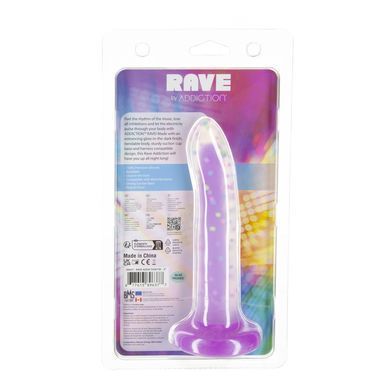 Фалоімітатор, що світиться в темряві, ADDICTION Rave 8&Prime;, Glow in the Dark Dildo Purple Confetti, 20,3 см