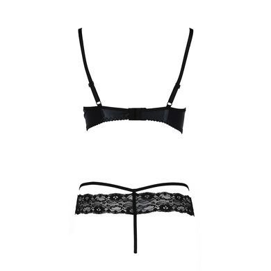 Комплект білизни NORTH SET black L/XL - Passion Exclusive: ліф і трусики з елементами під латекс, Черный