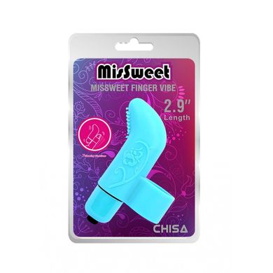 Вибратор на палец рельефом MisSweet Finger Vibe голубой