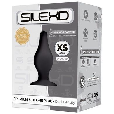 Анальная пробка SilexD (Model 2 size XS) двухслойная, силикон+Silexpan, диаметр 2,9см, Черный
