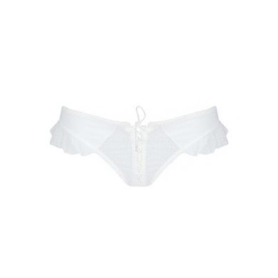 Трусики в горошок, з рюшами та шнурівкою Fatin Thong white S/M - Passion, Білий