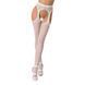 Эротические колготки-бодистокинг Passion S014 white, имитация чулок в сеточку и пояса, Белый