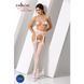 Эротические колготки-бодистокинг Passion S014 white, имитация чулок в сеточку и пояса, Белый
