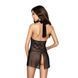 Прозора сорочка приталена TARANEE CHEMISE black XXL/XXXL - Passion, трусики, Черный