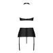 Комплект из эко-кожи с имитацией шнуровки Nancy Set black L/XL - Passion топ, трусики и пояс для чул, Черный