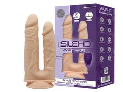 Двойной фаллоимитатор с вибрацией SilexD Double Gusto Vibro Flesh (Model 1 size 8" & 7") + LRS, диам