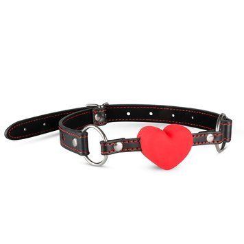 Силиконовый кляп в виде сердца Whipped - Heart Ball Gag, Черный/красный