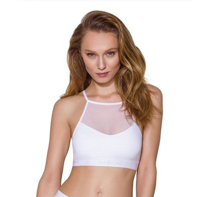 Спортивный топ с прозрачной вставкой Passion PS006 TOP white, size M