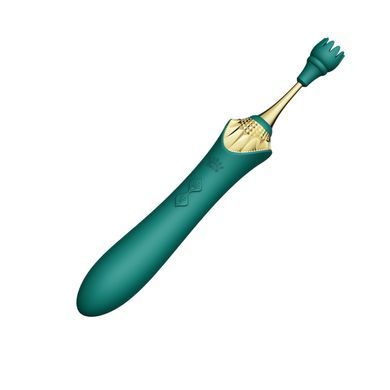 Вагинально-клиторальный вибратор Zalo &mdash; Bess Turquoise Green, многофункциональный с насадками