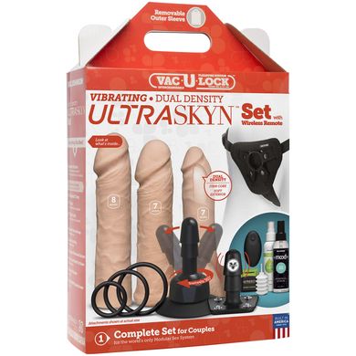 Набір для страпона Doc Johnson Vac-U-Lock VIBRATING Dual Density ULTRASKYN Set