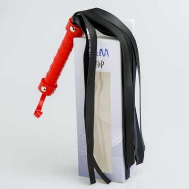 F61426 Плетка из экокожи с красной рукояткой FLOGGER BLACK/RED