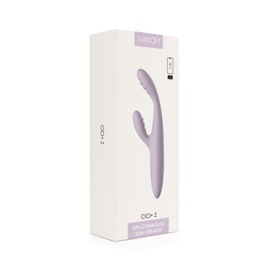 Тонкий кролик-вибратор Svakom Cici+ 2 Lilac, управление со смартфона, подогрев до 38 &deg;C