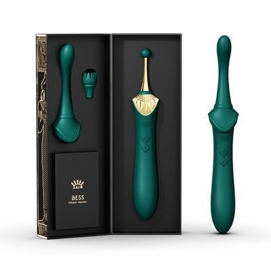 Вагинально-клиторальный вибратор Zalo &mdash; Bess Turquoise Green, многофункциональный с насадками