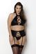 Комплект из экокожи Passion Nancy Set 4XL/5XL black, имитация шнуровки, топ, пояс для чулок