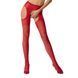 Эротические колготки-бодистокинг Passion S017 red, имитация ажурных чулок и пояса, Красный