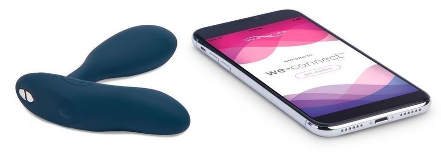 Смарт-вибромассажер простаты We-Vibe Vector с пультом ДУ, регулируемый угол наклона, Синій