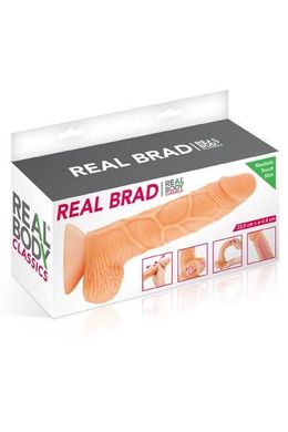 Фаллоимитатор с подвижной крайней плотью Real Body - Real Brad, диаметр 4,5см, TPE, Телесный