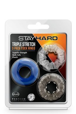 Набір ерекційних кілець для пеніса Blush Stay Hard кольорові, 3 шт.