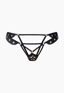 Трусики с разрезом черные заклепки сбоку LeFrivole, XS/S, 40-42