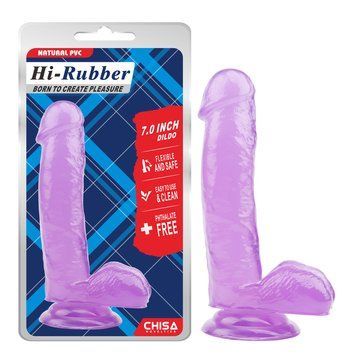 Фаллоимитатор&nbsp;на&nbsp;присоске&nbsp;фиолетовый&nbsp;Chisa Hi-Rubber&nbsp;17,5*3,6 см