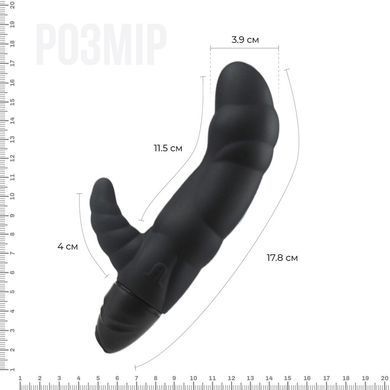 Вібратор рельєфний Adrien Lastic Typhoon Black зі стимуляцією точки G, два мотори, Черный
