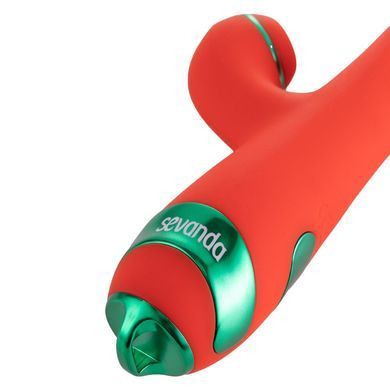 Вибратор-кролик с флогером LOCKINK SEVANDA Whip Vibrating Massage Wand - Red & Green