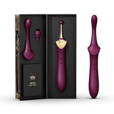 Вагінально-кліторальний вібратор Zalo &mdash; Bess Velvet Purple, мультифункціональний із насадками
