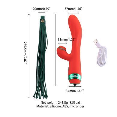 Вибратор-кролик с флогером LOCKINK SEVANDA Whip Vibrating Massage Wand - Red & Green