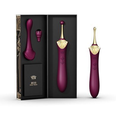 Вагінально-кліторальний вібратор Zalo &mdash; Bess Velvet Purple, мультифункціональний із насадками