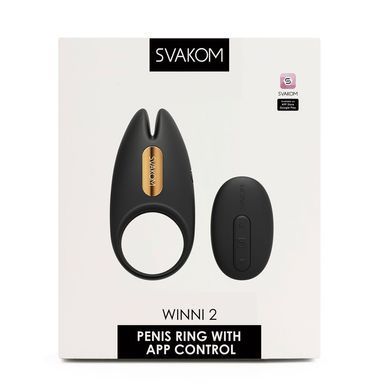 Ерекційне віброкільце Svakom Winni 2, керування зі смартфона, пульт ДК, Черный/золотистый
