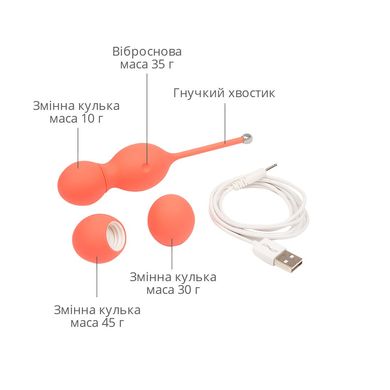 Смарт вагинальные шарики с вибрацией We-Vibe Bloom, диаметр 3,3 см, масса 45, 65, 80 г