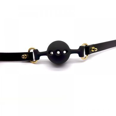 Кляп из силикона и итальянской кожи Breathable Small Ball Gag UPKO