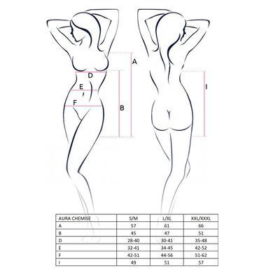 Сорочка сукня AURA CHEMISE black XXL/XXXL - Passion, трусики, халтер, зі спущеними бретелями, Черный