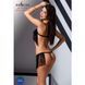 Комплект білизни KASSANDRA SET OpenBra black XXL/3XL - Passion Exclusive: ліф з бахроми, трусики-спі