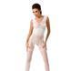Бодістокінг Passion BS052 white, комбінезон, імітація корсета з підтяжками, панчох і трусиків, Білий