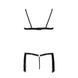 Комплект білизни KASSANDRA SET OpenBra black XXL/3XL - Passion Exclusive: ліф з бахроми, трусики-спі