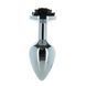 Металлическая анальная пробка Lux Active с розой - Rose Anal Plug - Black, вибропуля в подарок