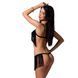 Комплект білизни KASSANDRA SET OpenBra black XXL/3XL - Passion Exclusive: ліф з бахроми, трусики-спі