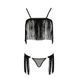 Комплект білизни KASSANDRA SET OpenBra black XXL/3XL - Passion Exclusive: ліф з бахроми, трусики-спі