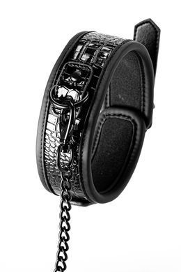 Нашийник з повідцем BLAZE LUXURY COLLAR AND LEASH CROCO BLACK, Черный