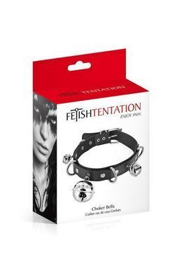 Ошейник c бубенцами Fetish Tentation Choker Bells, экокожа, Черный