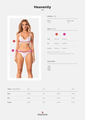 Еротичний комплект Obsessive Heavenlly 2-pcs set XS/S, бюстгальтер і танга