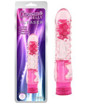 Вибратор с релефом Chisa Crystal Jelly Pleaser Pink